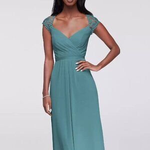 David's Bridal Teal Blue Bridesmaid Gown